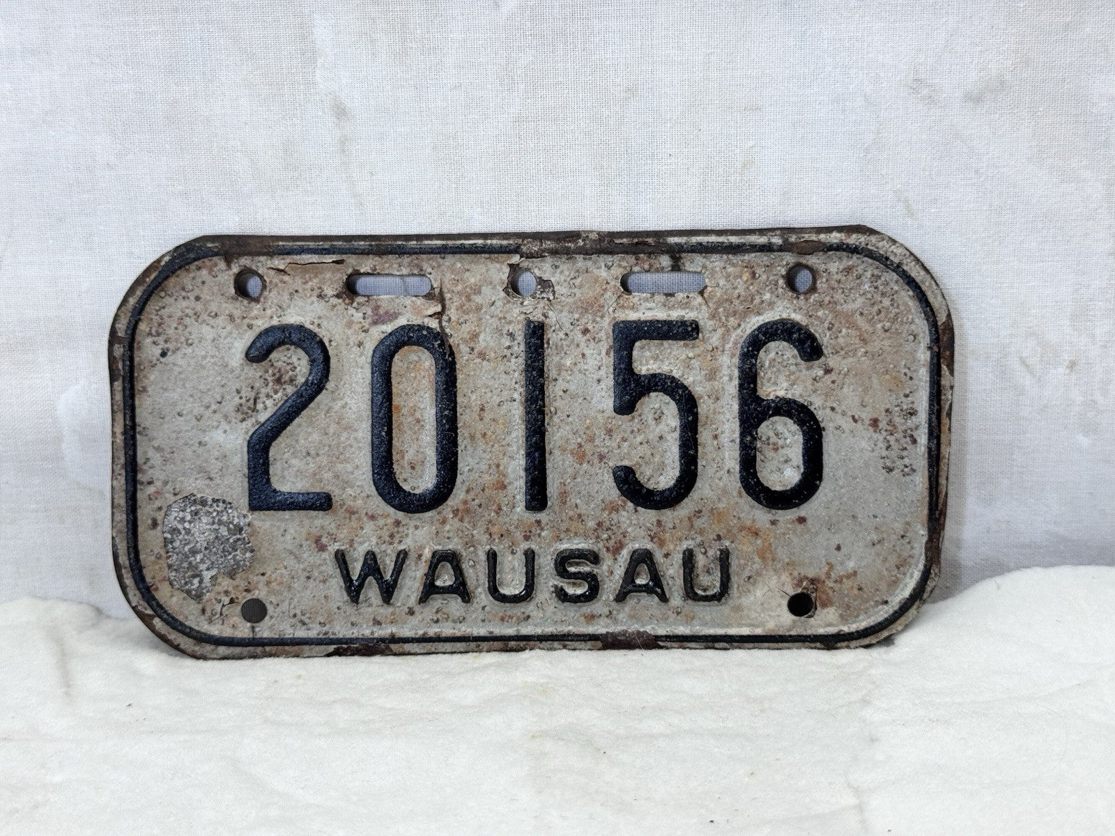 Wausau Wisconsin Bike License Plate Vintage #S-1772