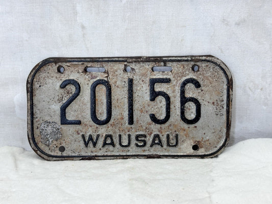 Wausau Wisconsin Bike License Plate Vintage #S-1772