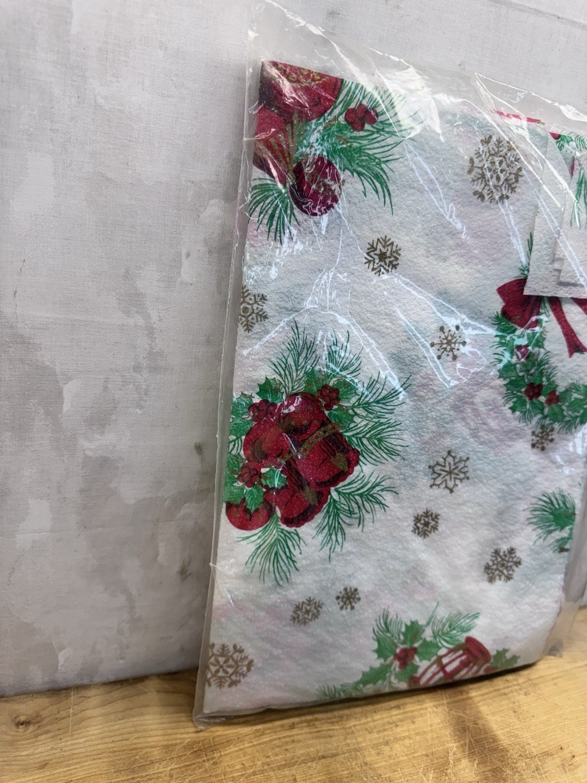 Vintage Plastic Christmas Table Cloth NOS #1515