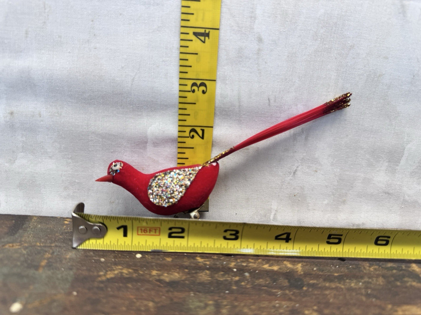Vintage Christmas Clip On Bird Ornament  #1591