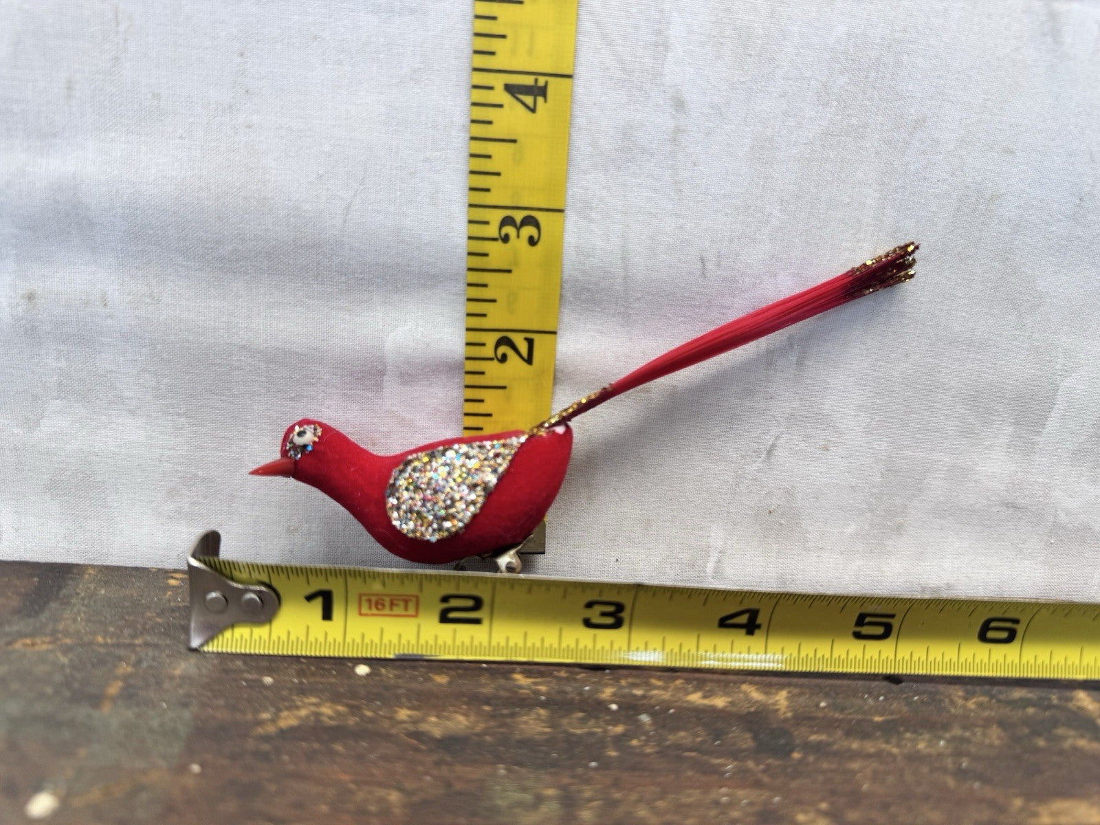 Vintage Christmas Clip On Bird Ornament  #1591
