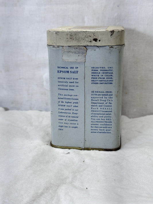 Rexall Epsom Salt Tin Vintage Empty #1910