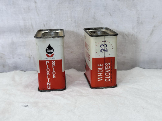 Tones Vintage Pickling Spice & Whole Cloves Spice Tins #s-1922