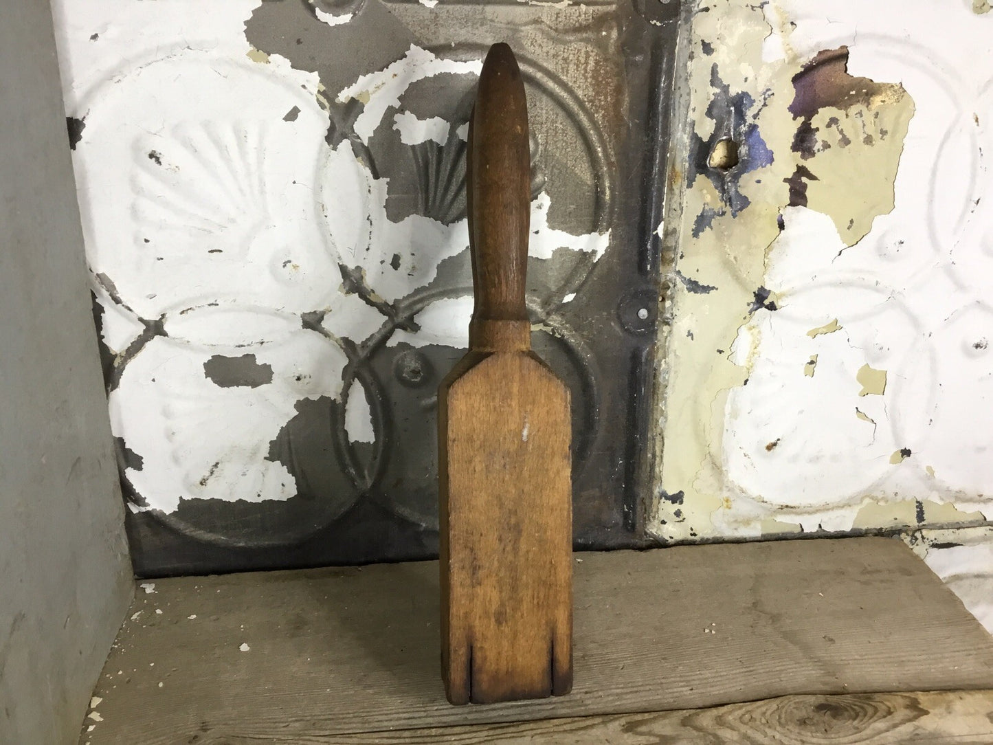 Primitive Antique Wood Garlic Press, Kitchen Decor, Collectible
