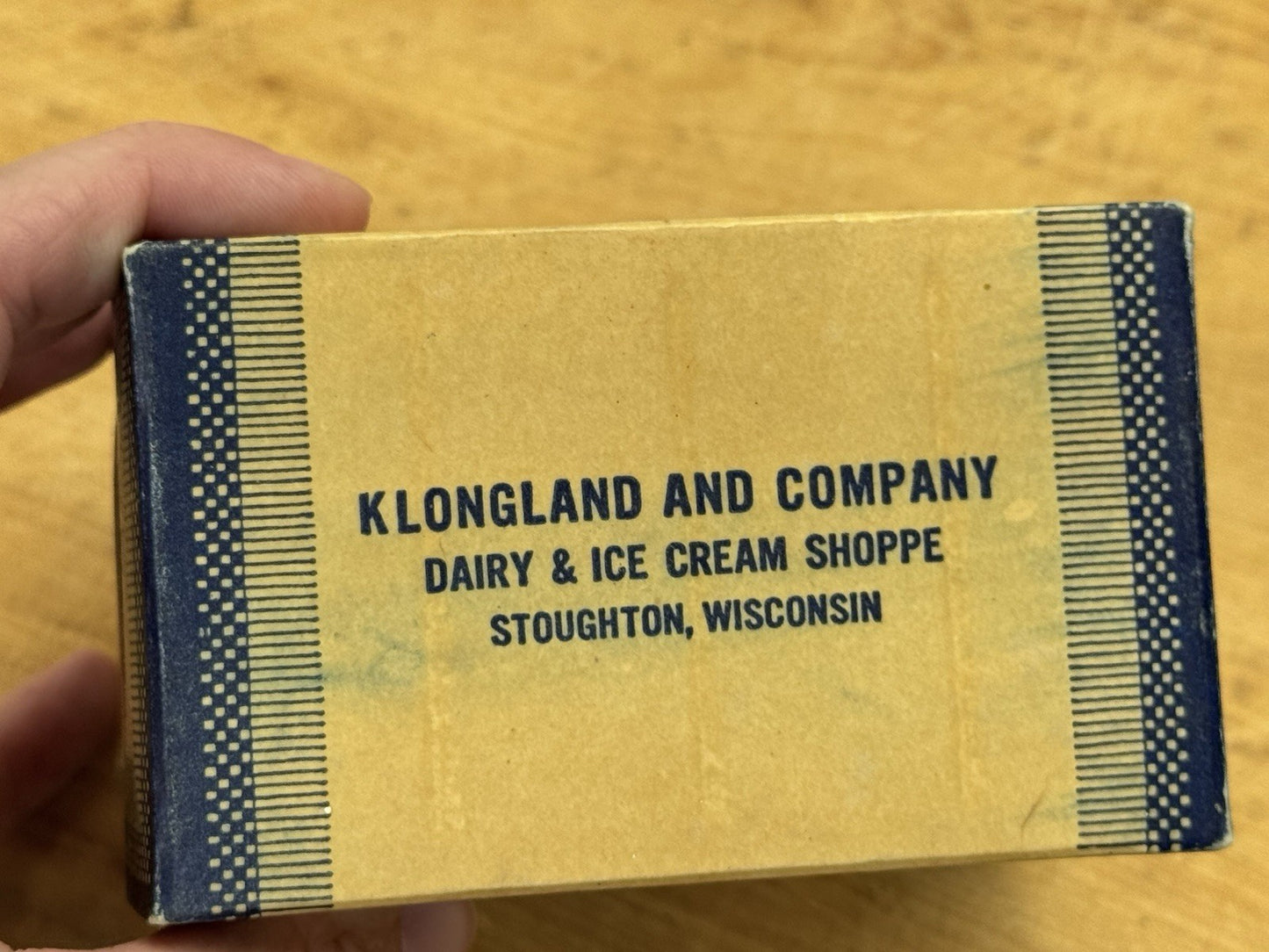 Klongland And Company Stoughton Wisconsin Ice Cream Container Vtg #1287