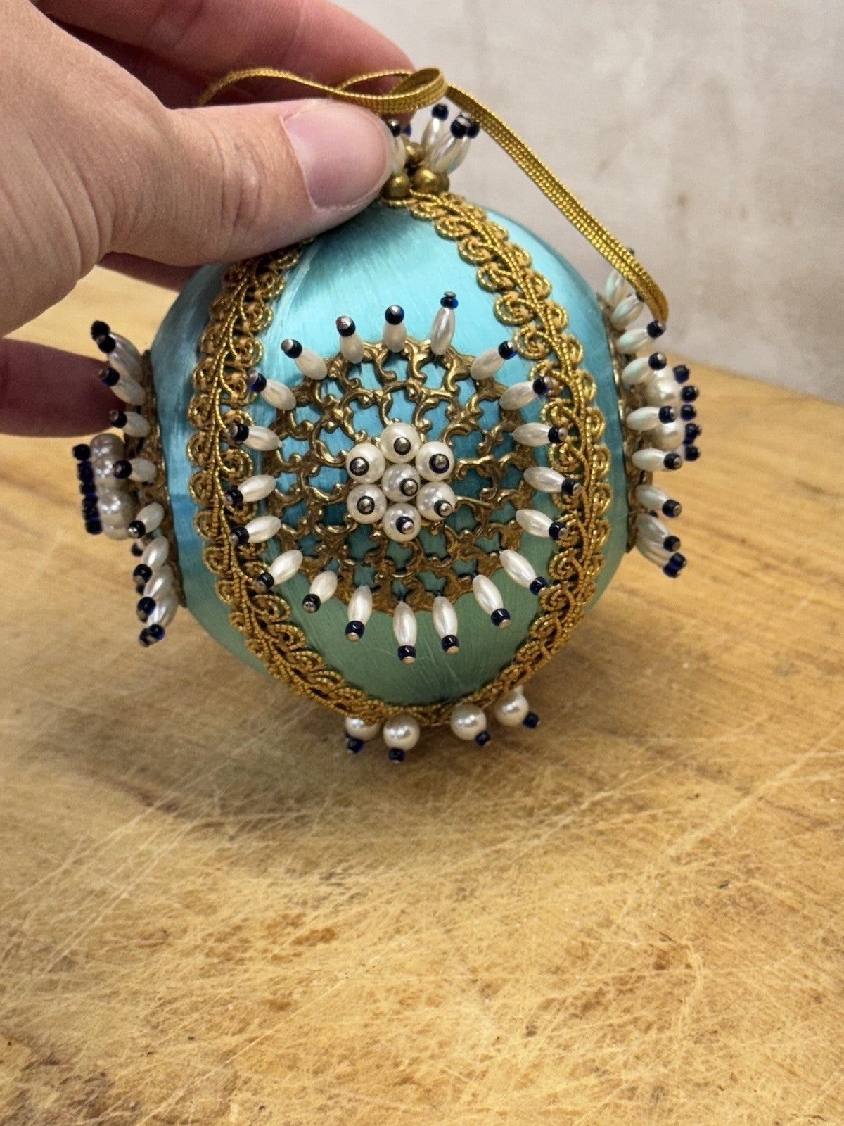 Handmade Push Pin Christmas Ornament Vtg #1395