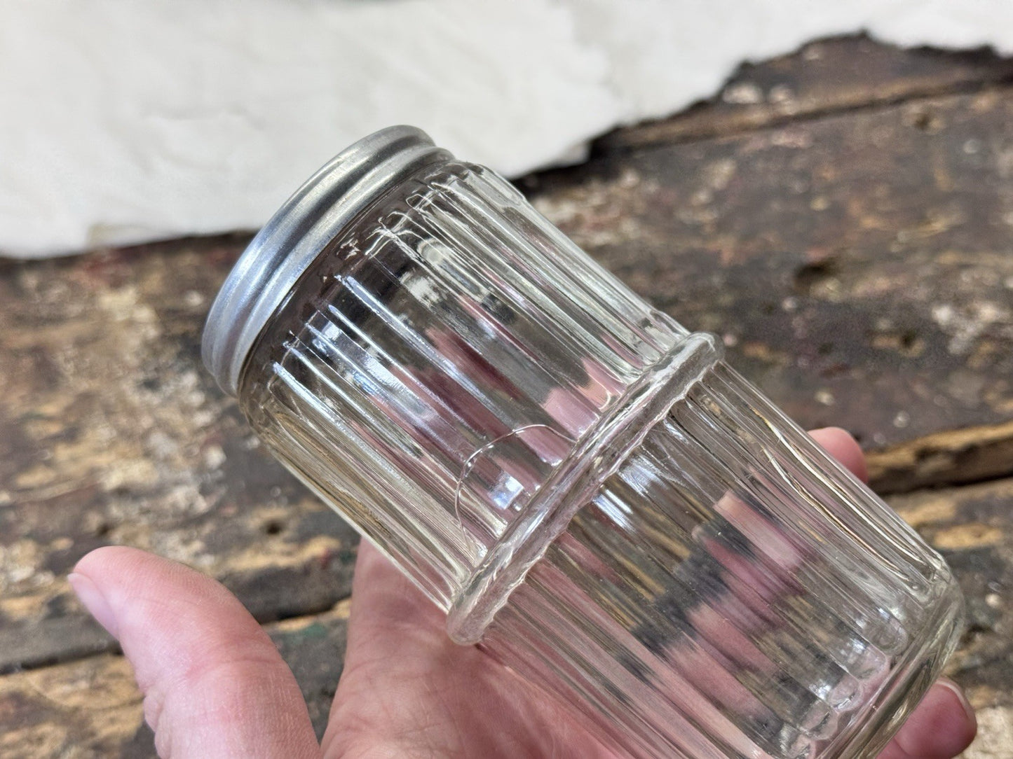 Clear Ribbed Glass Hoosier Spice Jars Vintage #1841