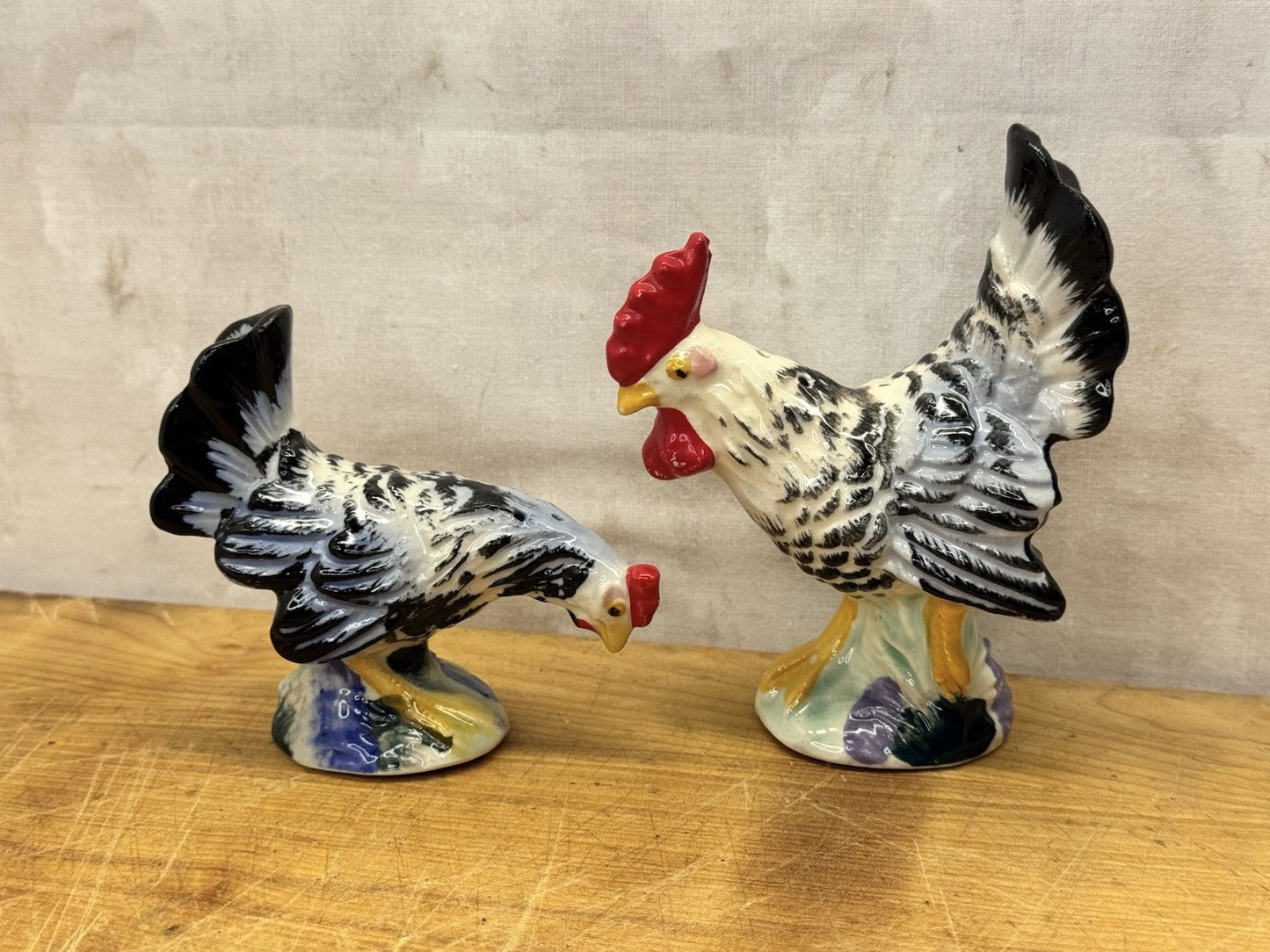 Set Of Hen & Rooster Salt Pepper Shakers Made In Japan #1260