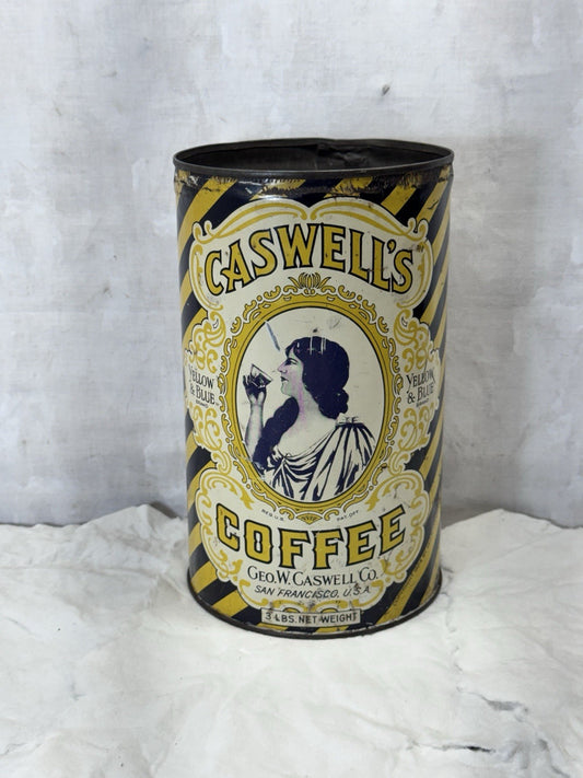 Caswells Coffee Tin Empty 1920s  #S-1868