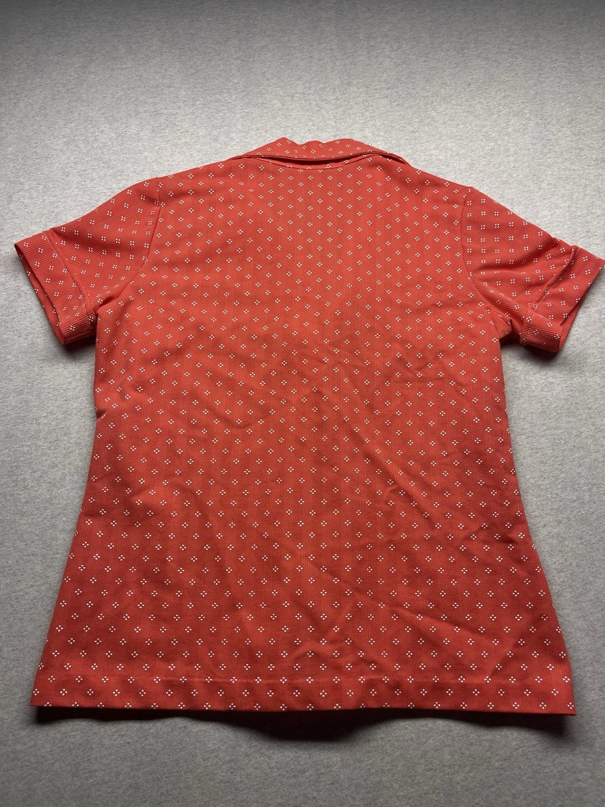 1960s, 70s, Women’s Orange Print S Sleeve Shirt