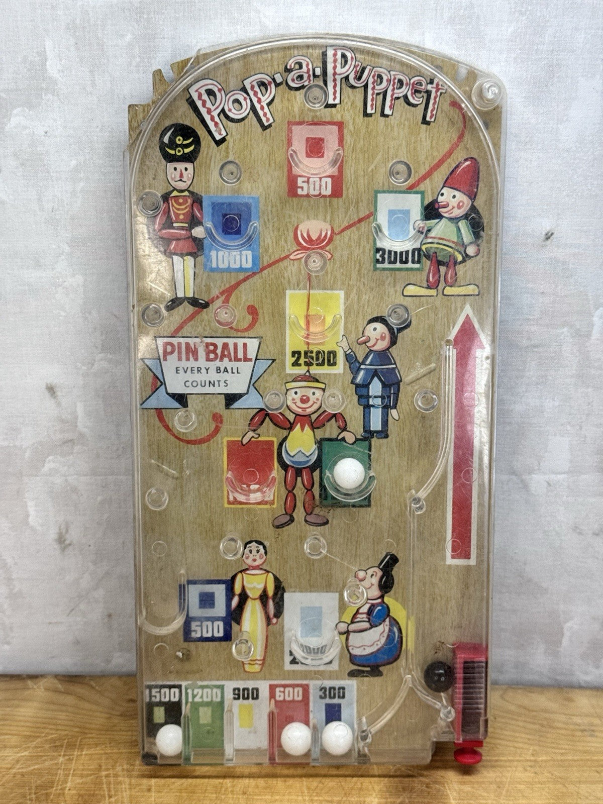 Pop A Puppet Working Pinball Game Vintage #1217
