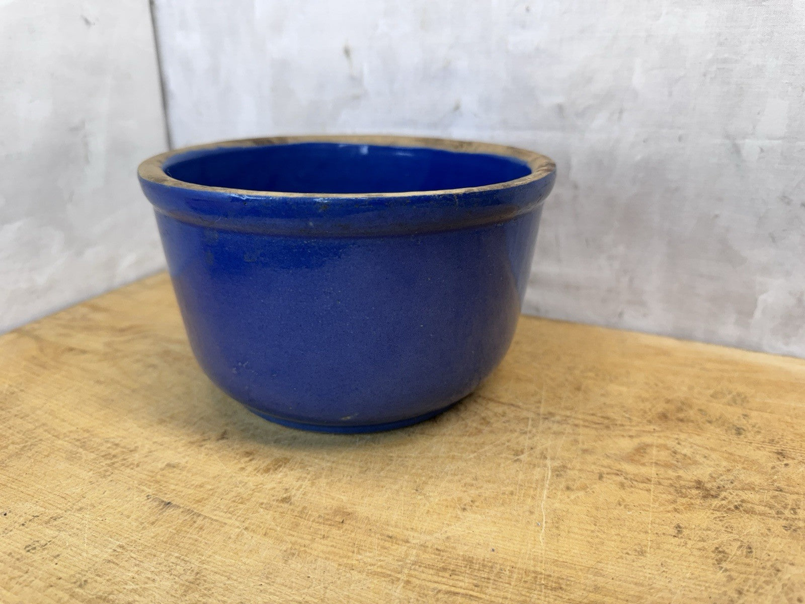 Blue Stoneware Bowl Vtg #S-1701