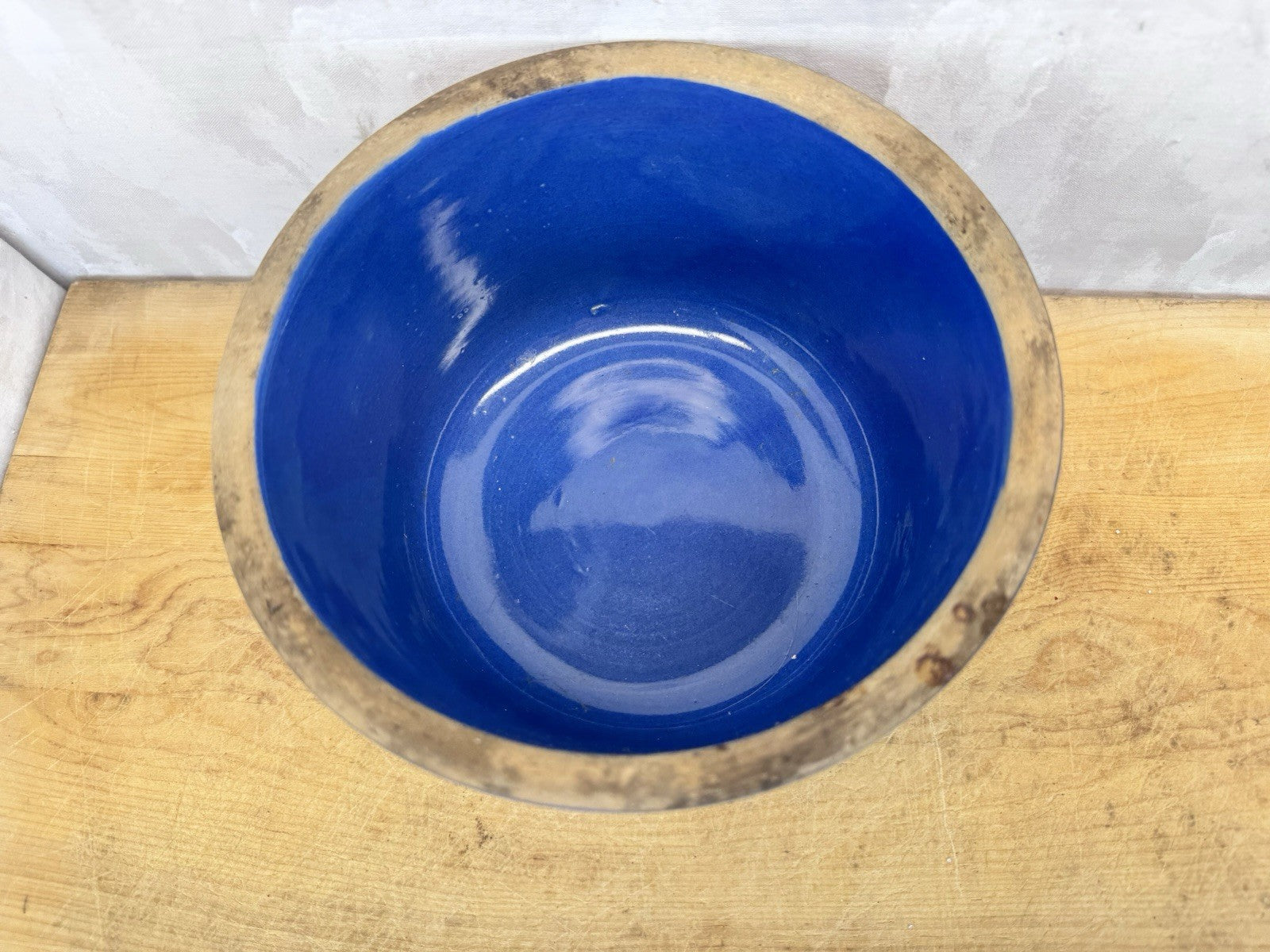 Blue Stoneware Bowl Vtg #S-1701