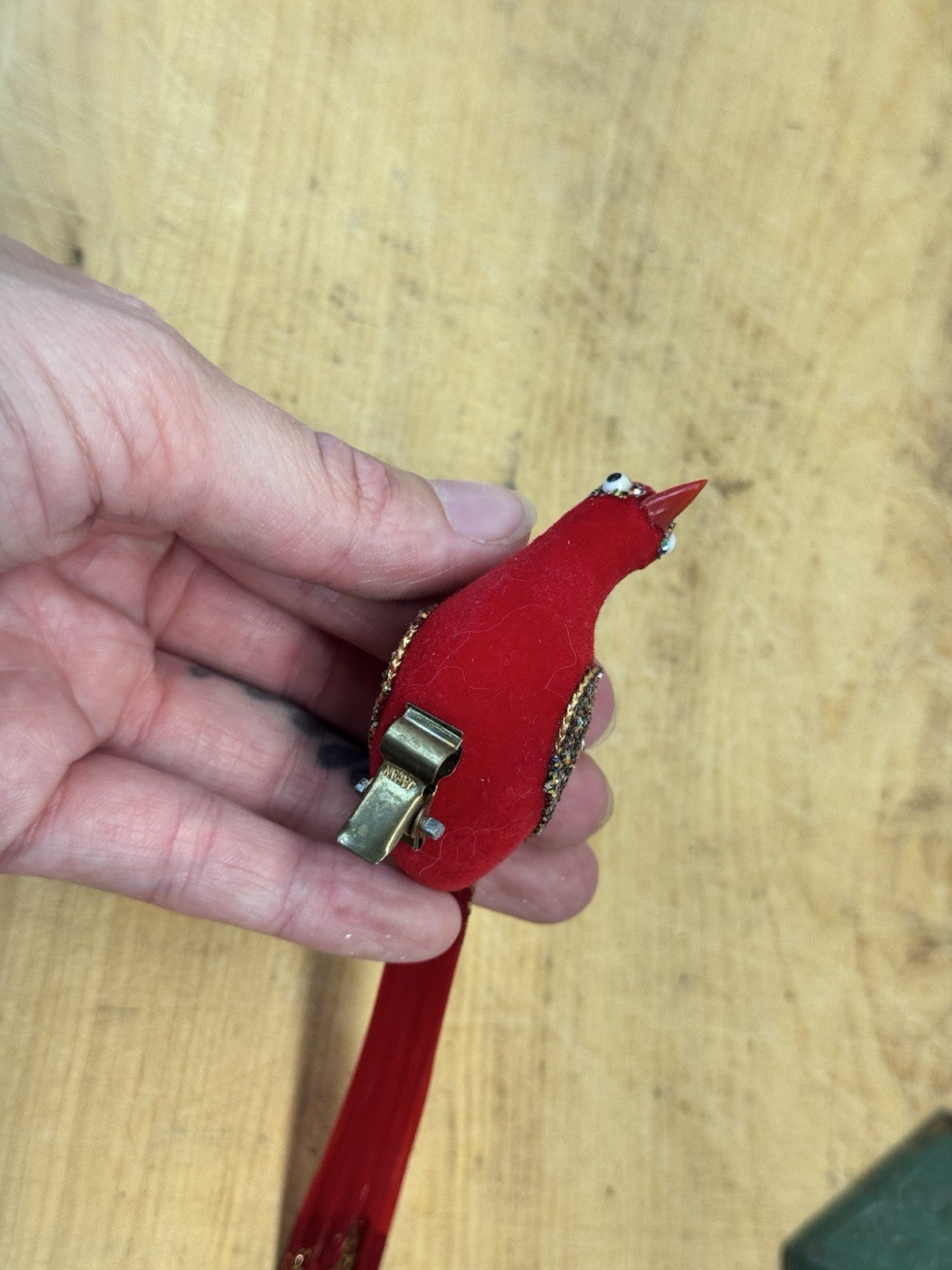 Vintage Christmas Clip On Bird Ornament  #1591