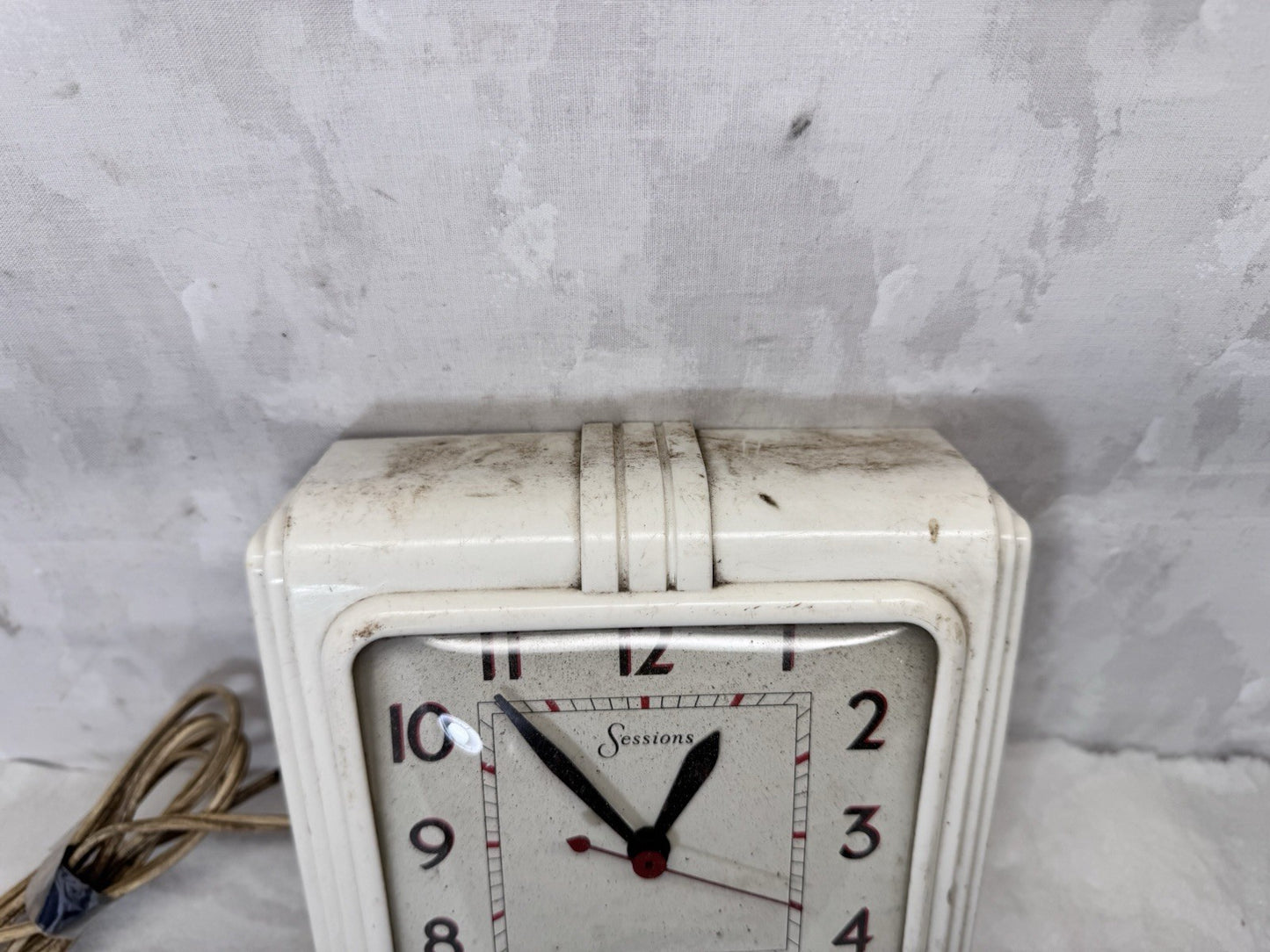 The Session Clock Co. White Square Rounded Electric Clock Vintage Non Working