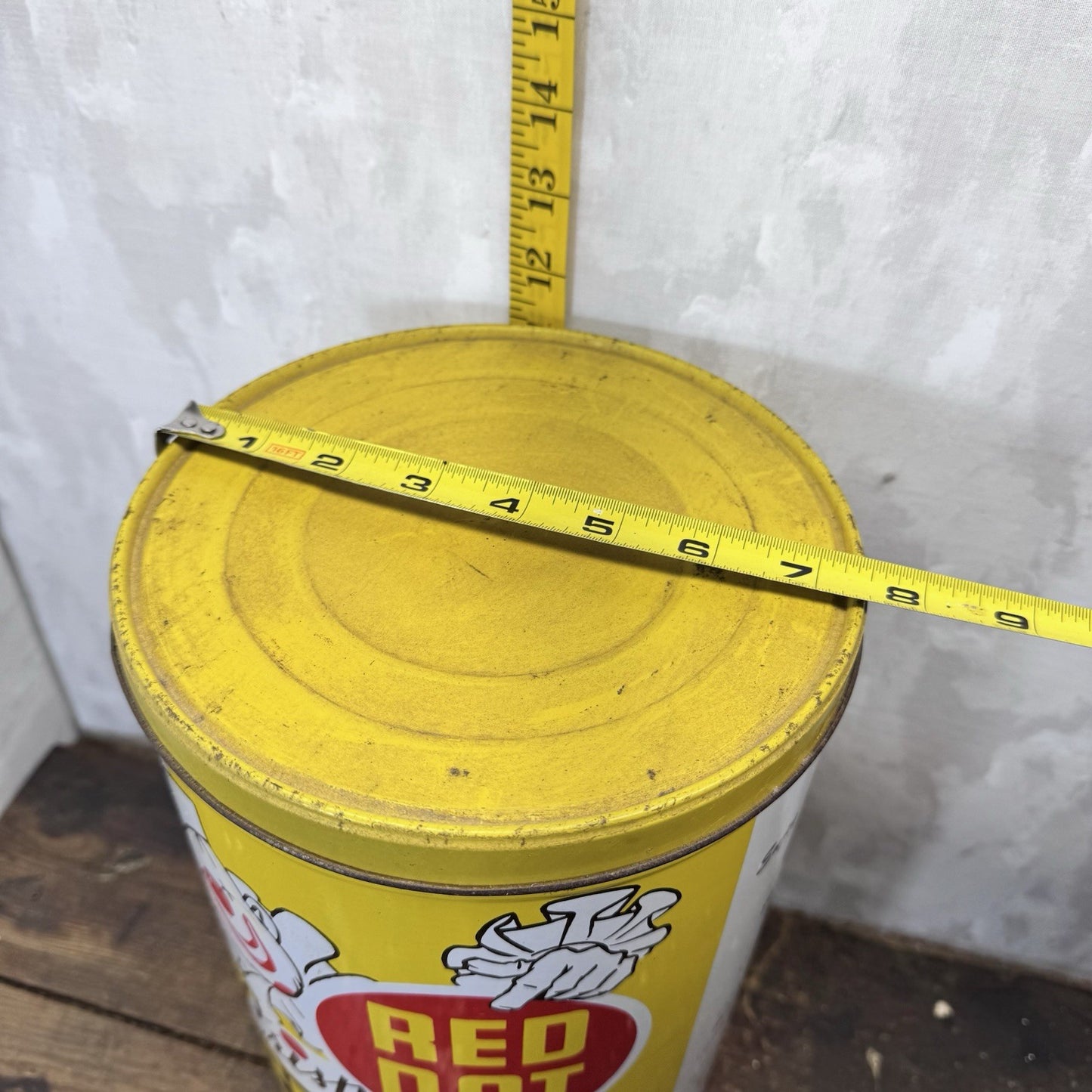 Red Dot Potatoes Chips Yellow Tin Empty Vintage