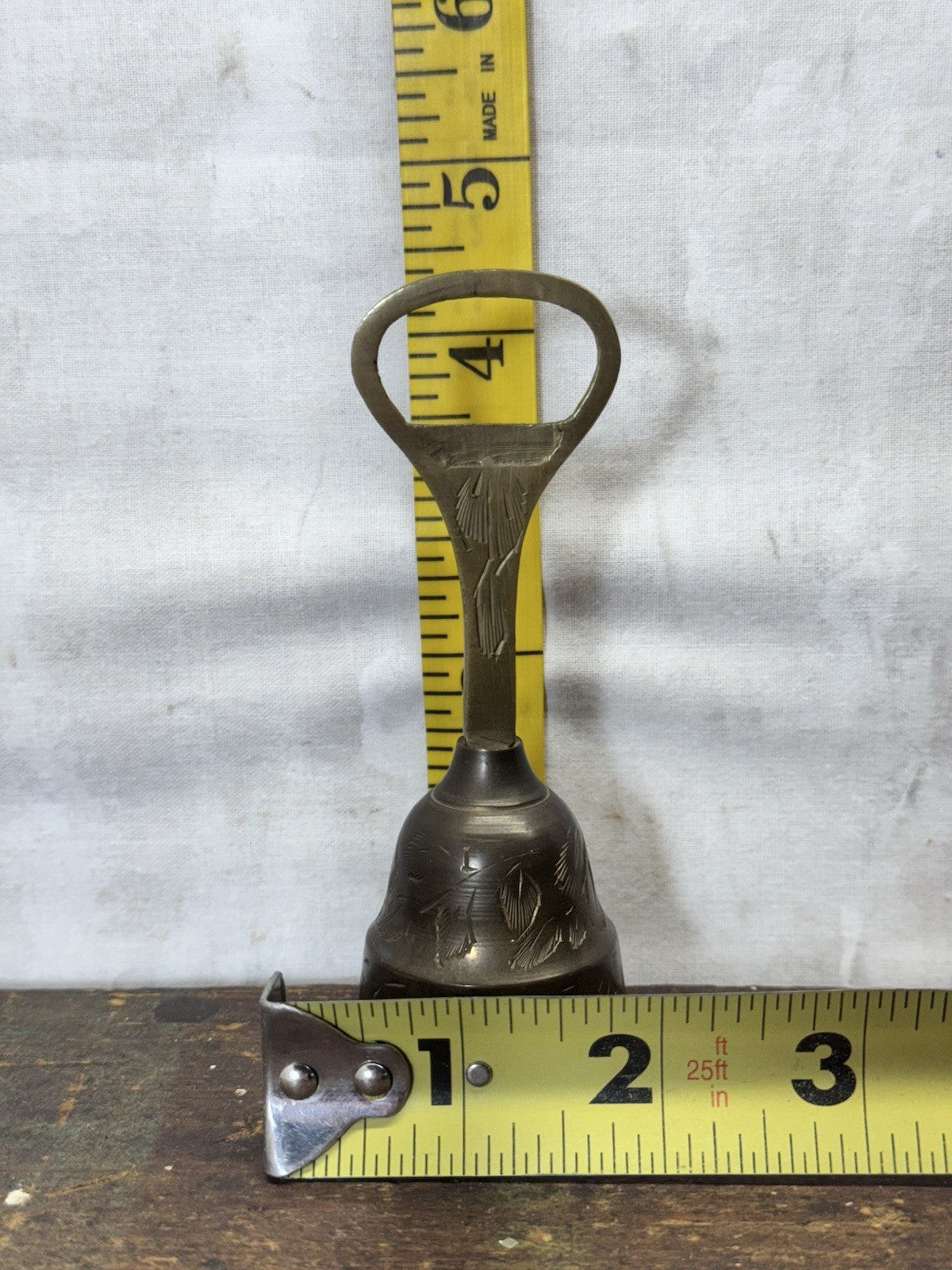 Antique Brass Etched Small Bell #S-1903