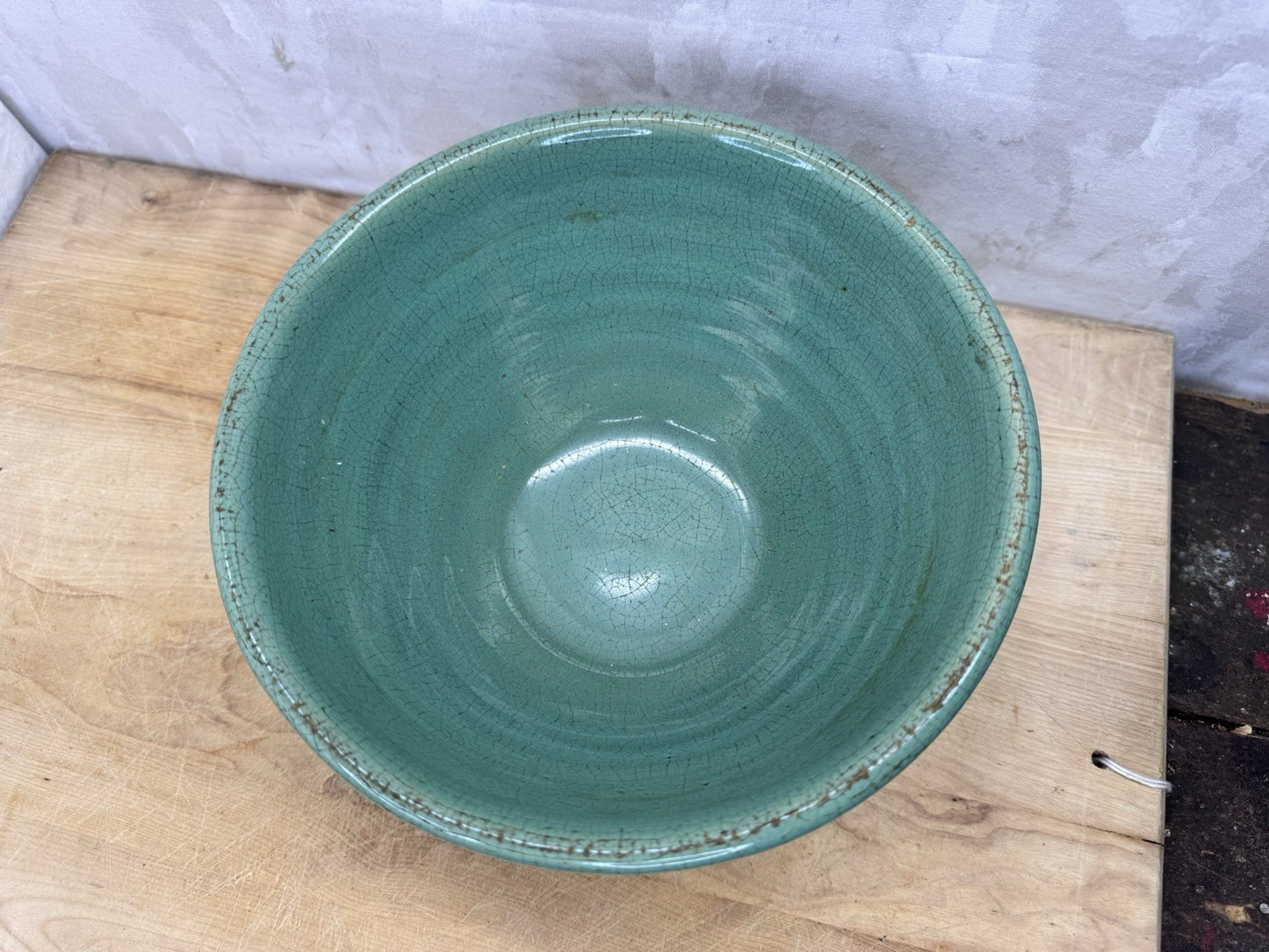 Teal Bauer Bowl Antique Stoneware #S-1530