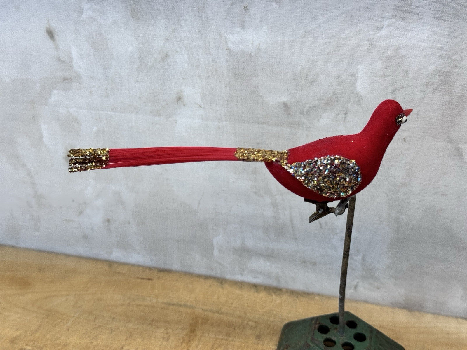Vintage Christmas Clip On Bird Ornament  #1591