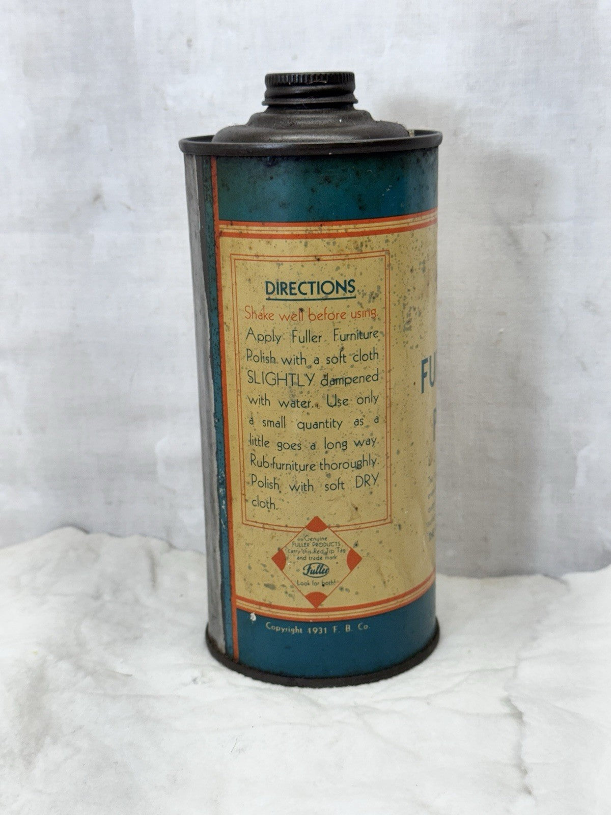 Fuller Furniture Polish Can Vtg #S-1777