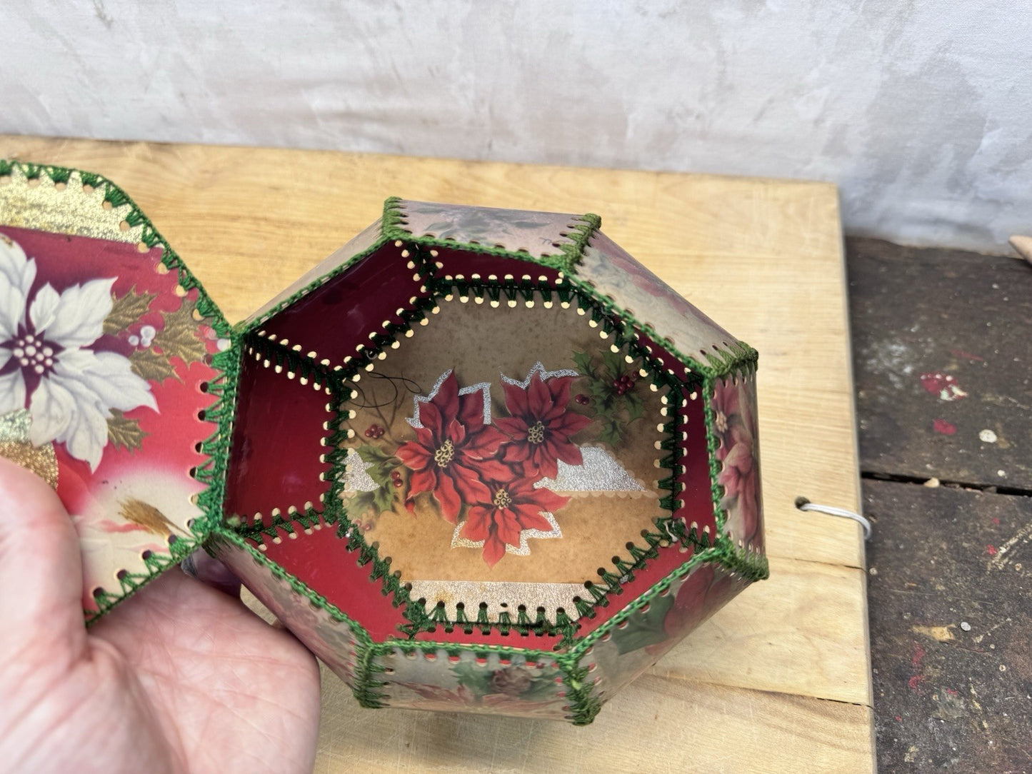 Hand Made Christmas Card Bowl Vintage