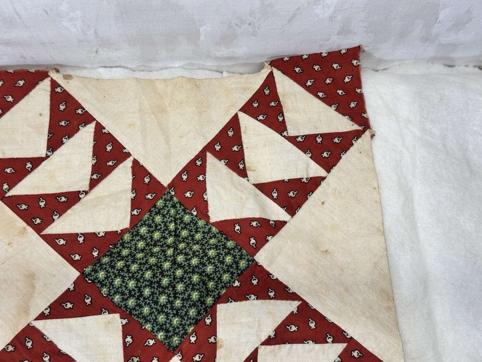 Hand Stitched Fabric Quilt Square Vintage