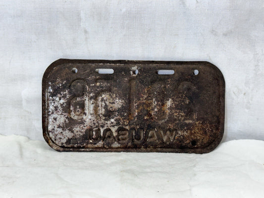 Wausau Wisconsin Bike License Plate Vintage #S-1772