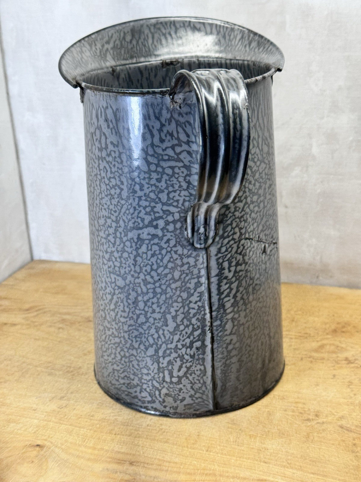 Grey Swirl Splatter Enamelware One Gal Pitcher Vintage #S-1871