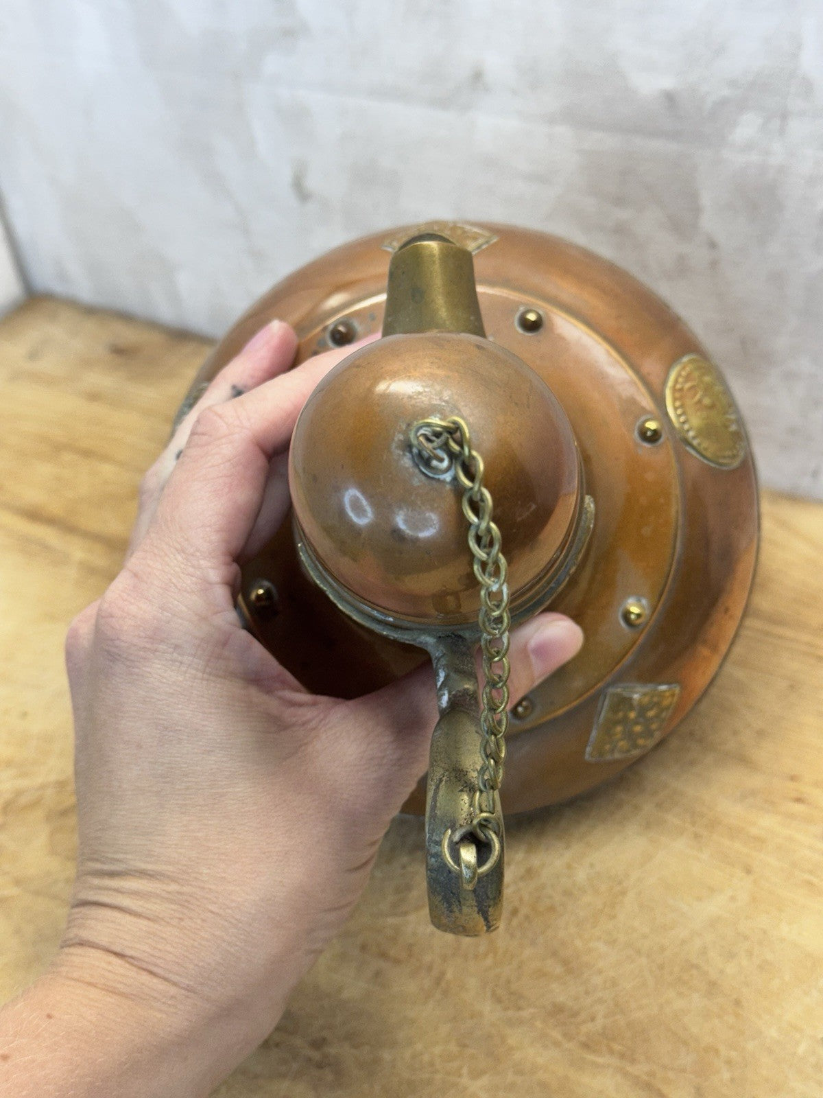 Decorative Brass Zodiac Tea Pot Vtg #S-1557