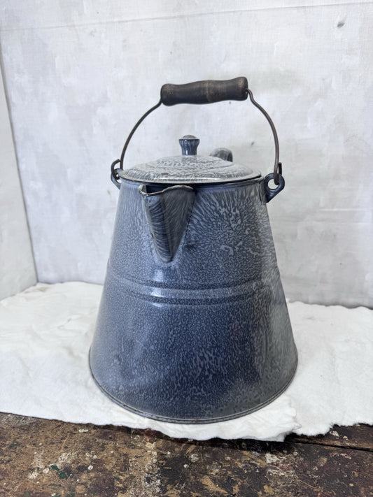 Medium Gray Swirl Enamelware Coffee Pot Vintage  #S-1836