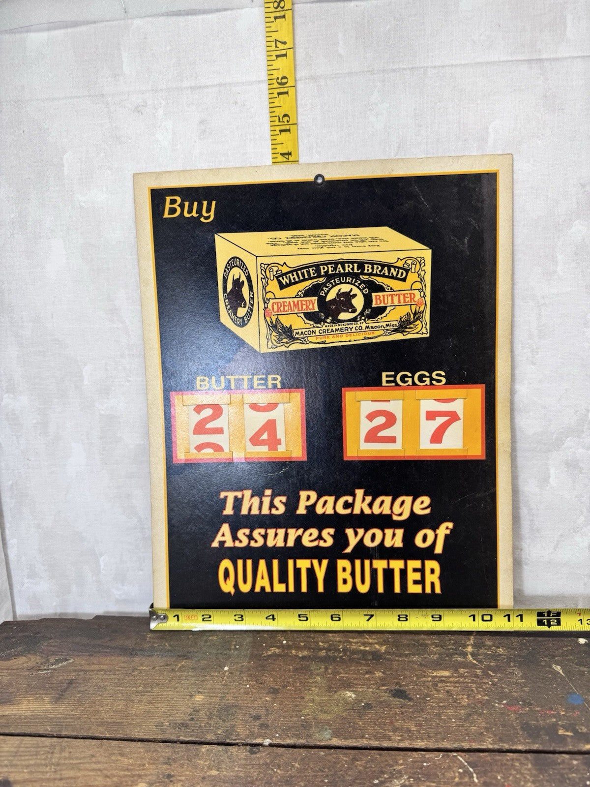 Vintage General Store Display Cardboard Sign Advertisement Butter Eggs