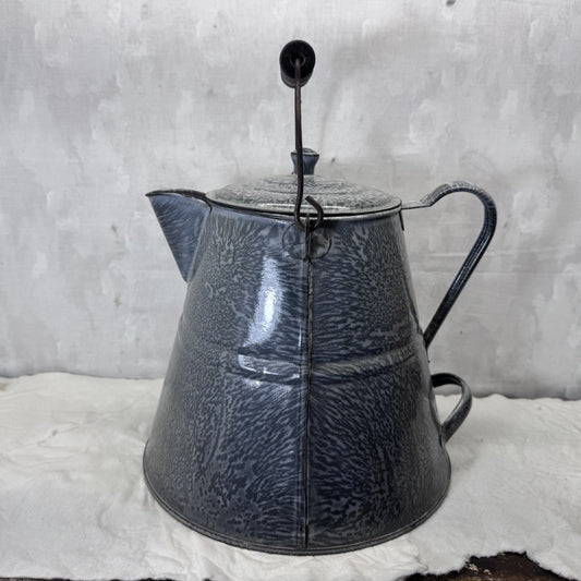 Medium Gray Swirl Enamelware Coffee Pot Vintage  #S-1836