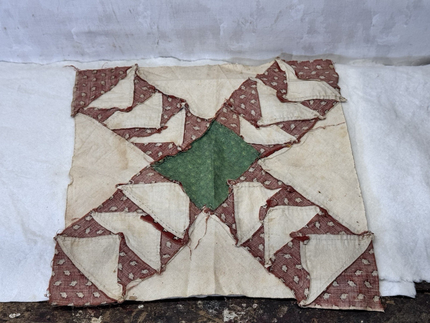 Hand Stitched Fabric Quilt Square Vintage