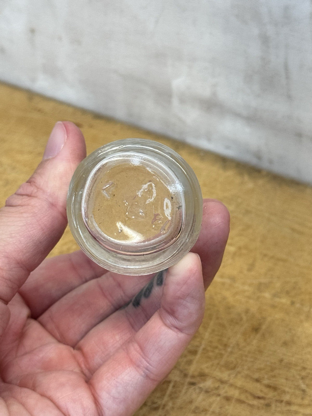 Mini Creamer Glass Clear Jar Vtg #S-1696