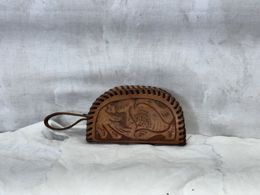 Leather Small Coin Purse Vintage #S-1821
