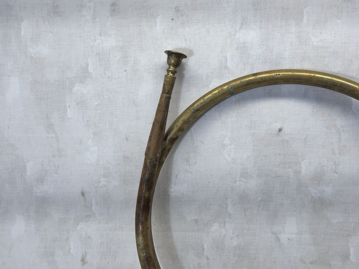 Christmas Brass French Horn Bugle Fox Hound Bow Vtg #S-1838
