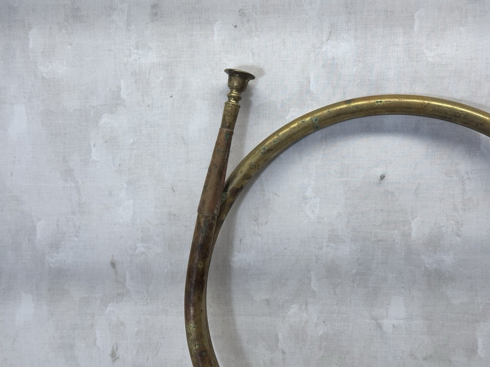 Christmas Brass French Horn Bugle Fox Hound Bow Vtg #S-1838