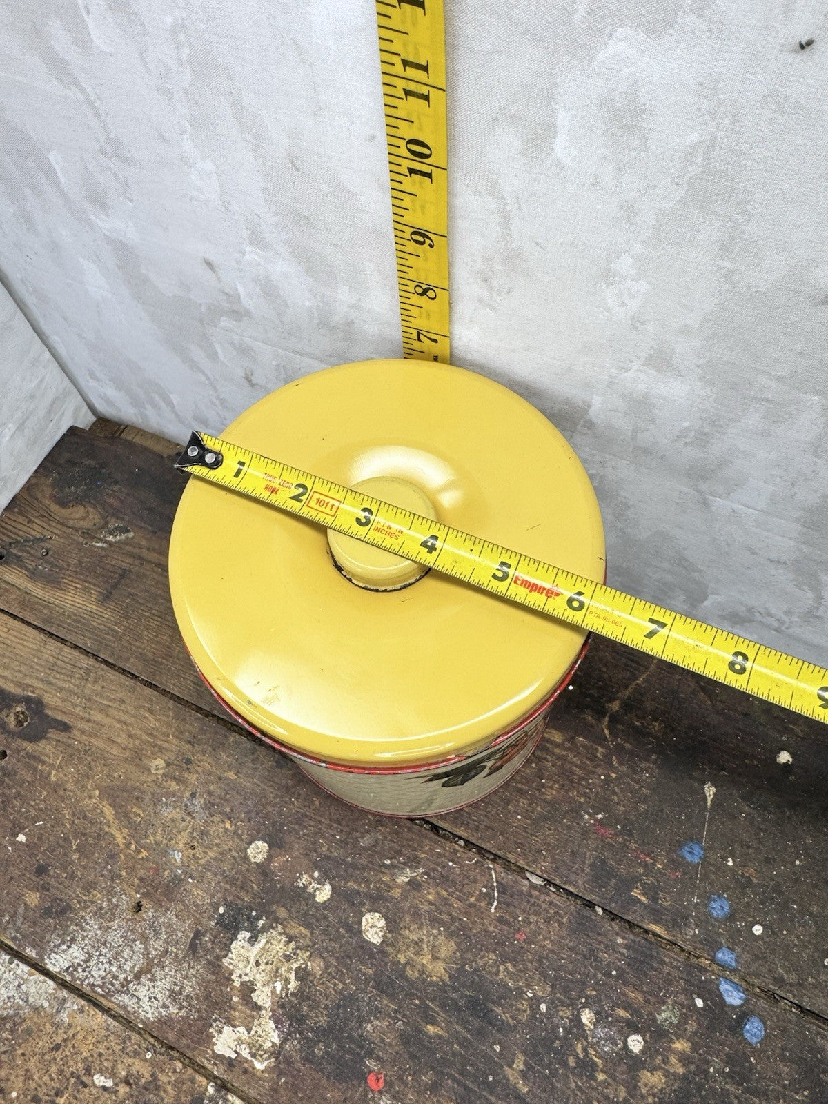 Cherry Yellow Plaid Vtg Kitchen Canister #S-1526
