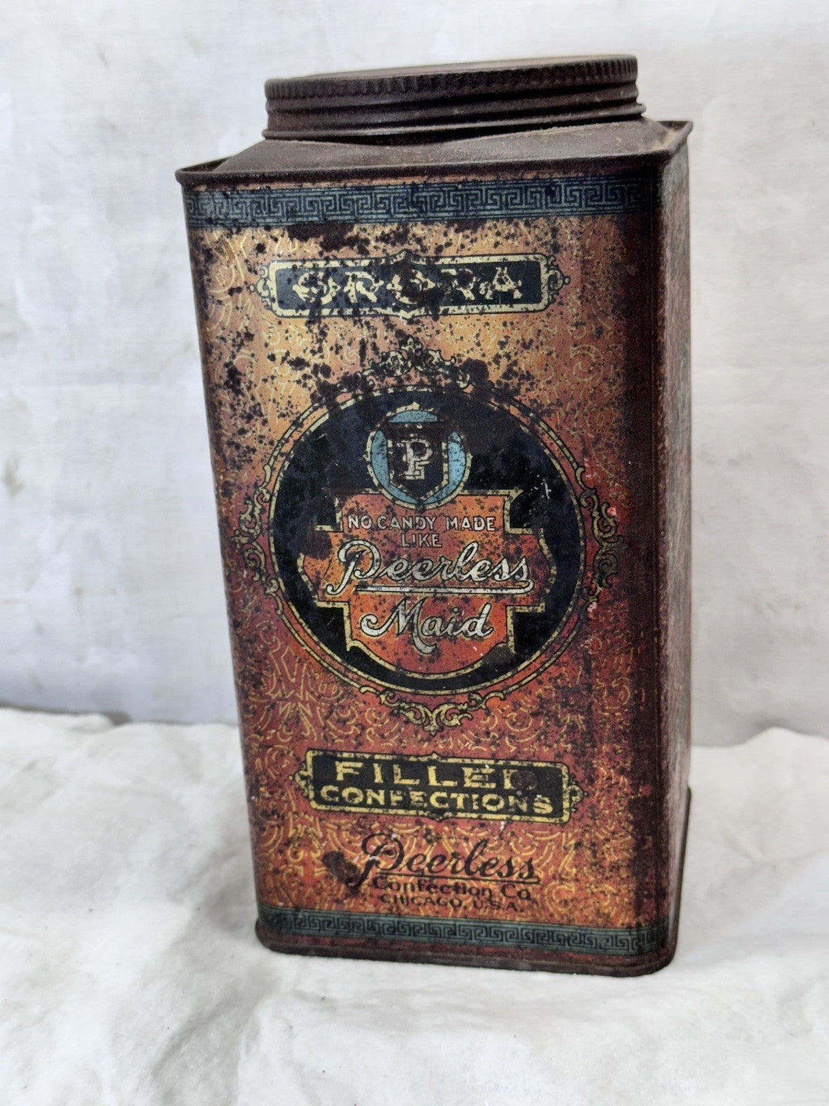 Peerless Maid Filled Confections Candy Tin Vintage #S-1955