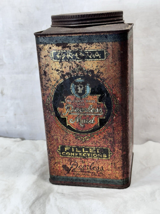 Peerless Maid Filled Confections Candy Tin Vintage #S-1955