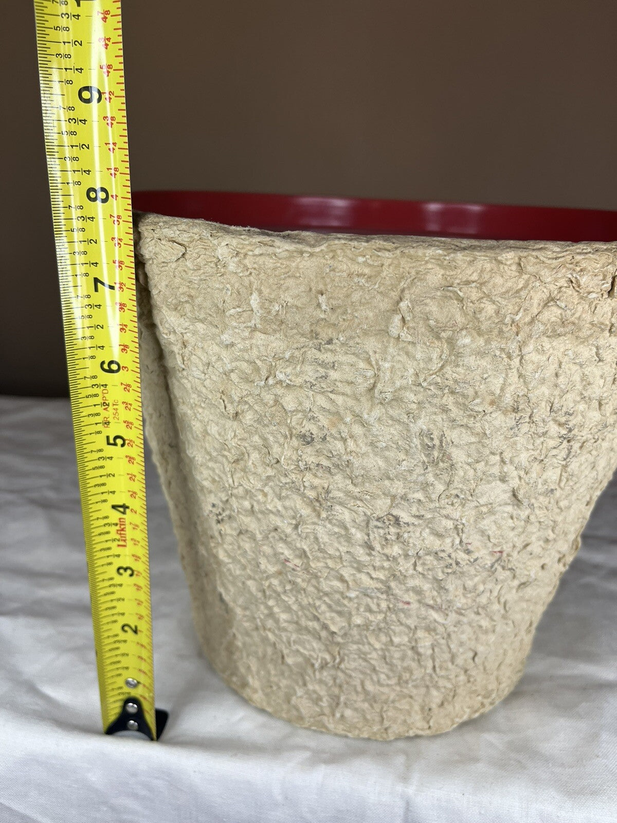 Vintage Paper Mache Minnow Bucket W/Meral Cover, Man cave Collectible