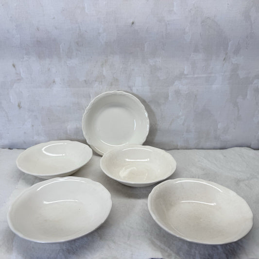White Stoneware Serving Bowls Flawed