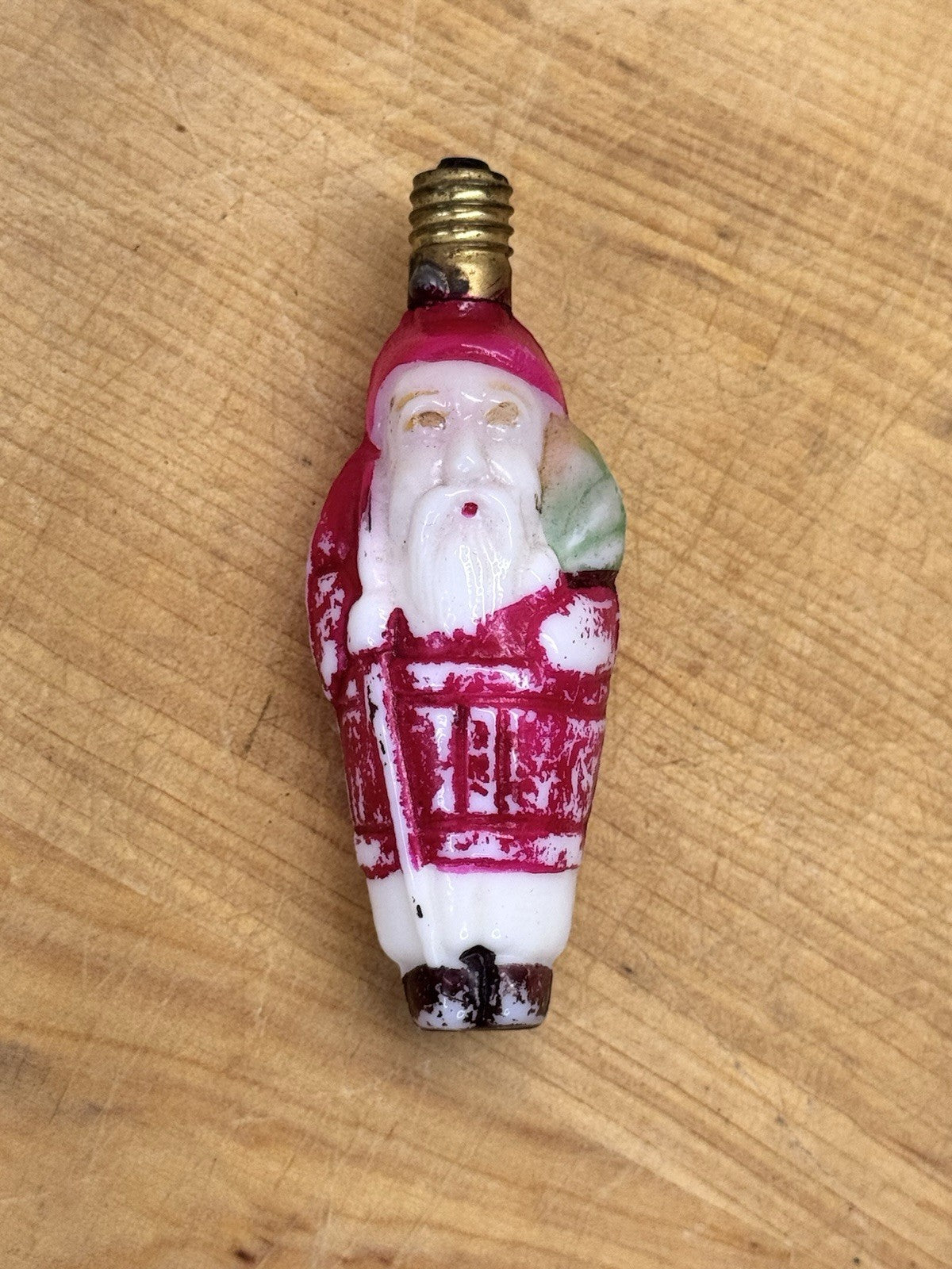 Santa Claus Christmas Bulb Milk Glass Vtg #1332