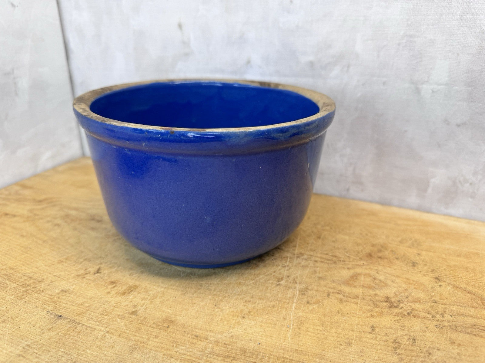 Blue Stoneware Bowl Vtg #S-1701