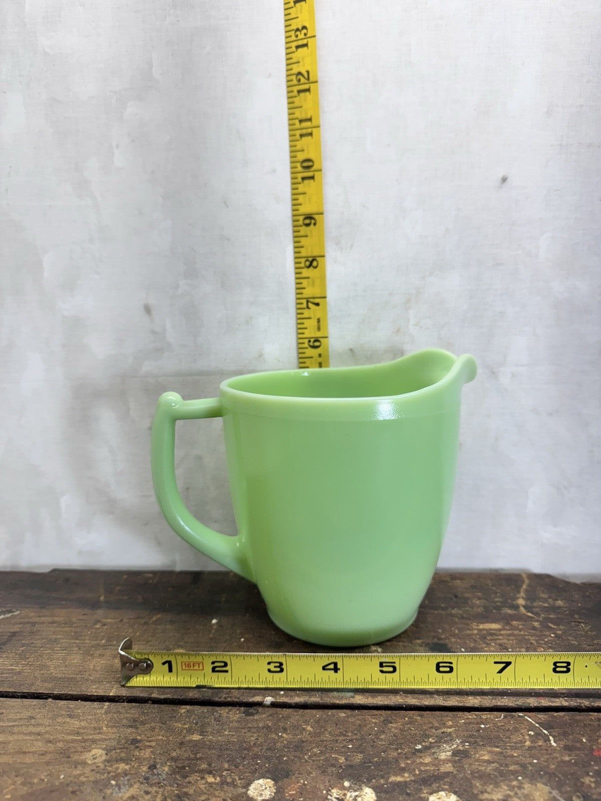 Jeannette Jadite Pitcher Flower Pattern Vintage Glows