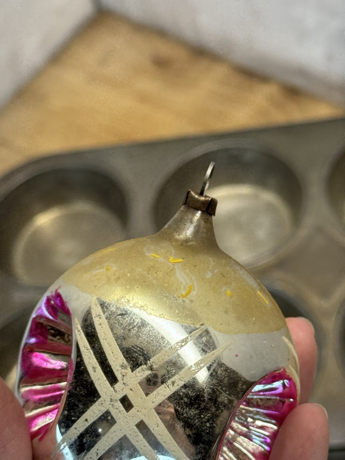 Triple Indent Vtg Christmas Ornament #1573
