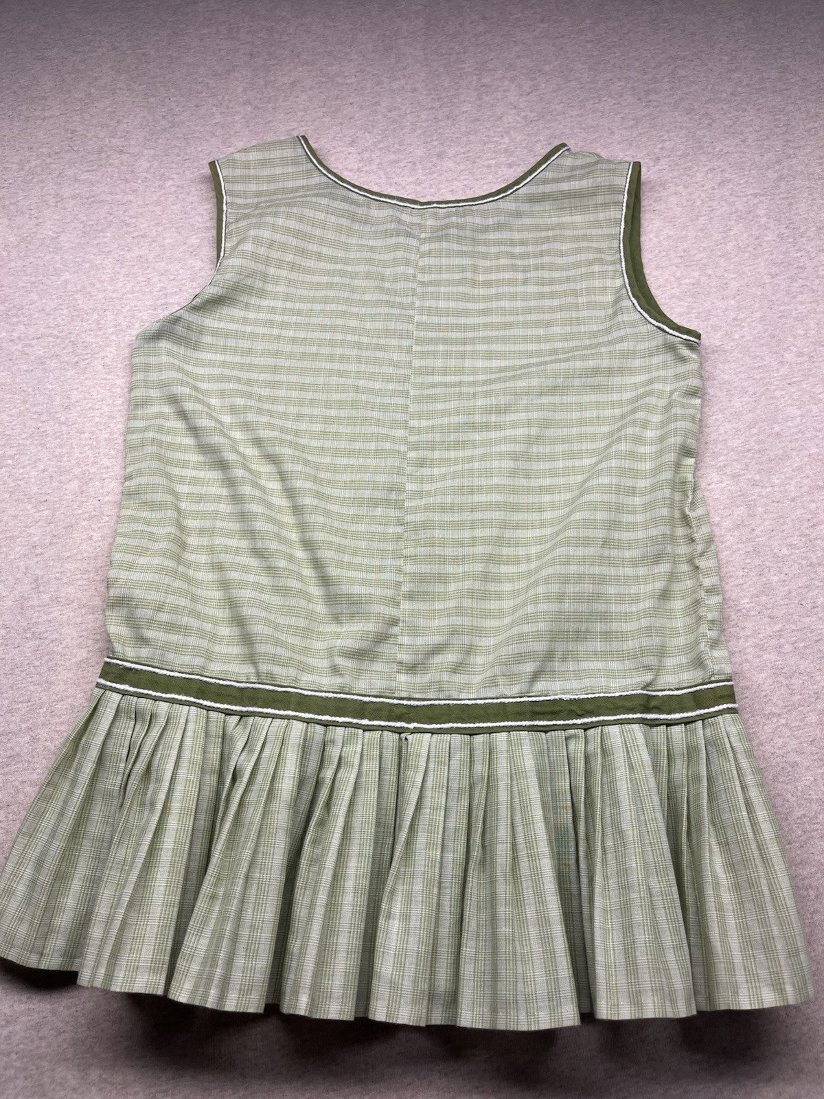1960-70s Women’s Green Plaid Cotton Sleeveless Tennis Top