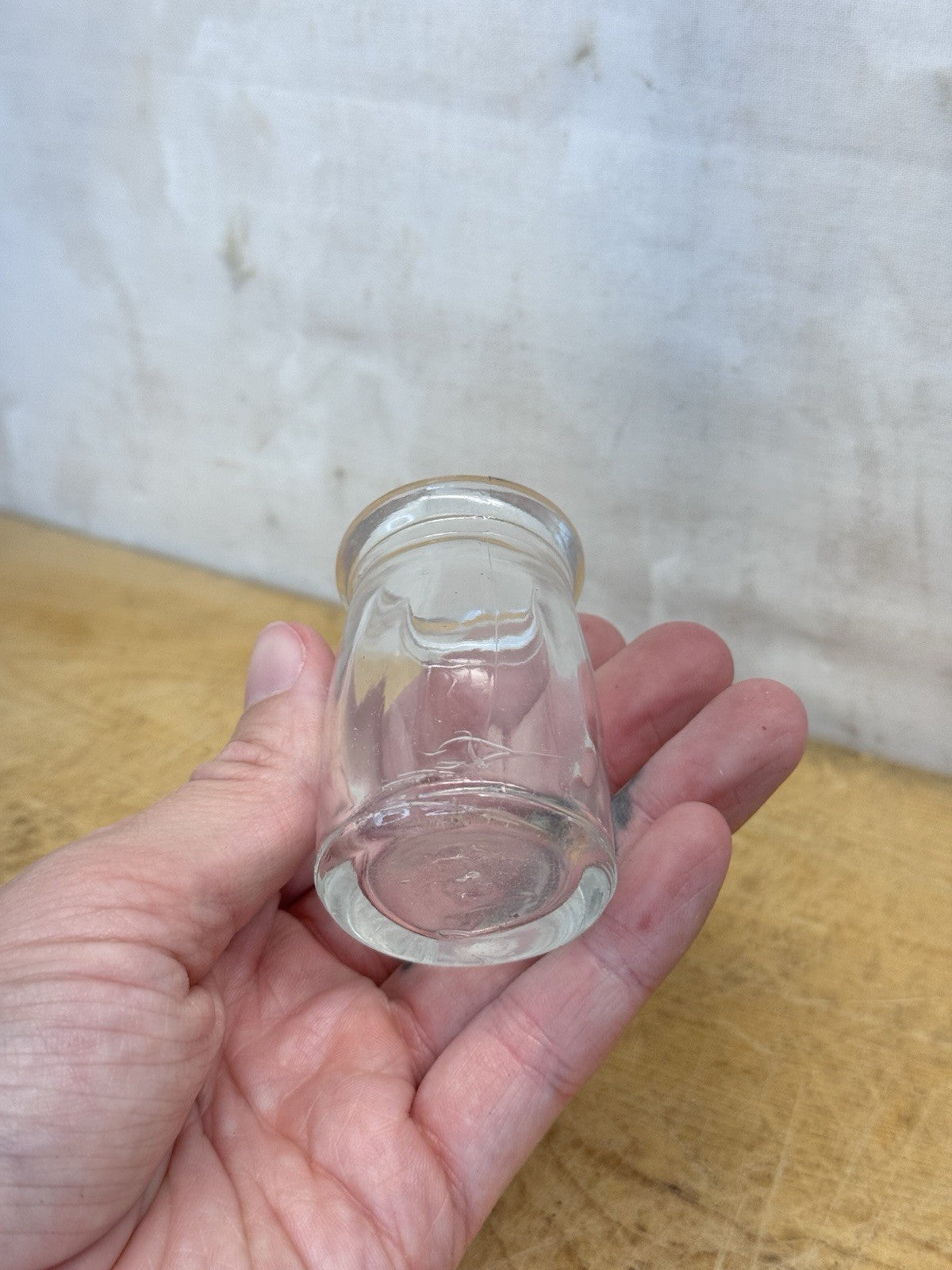 Mini Creamer Glass Clear Jar Vtg #S-1696