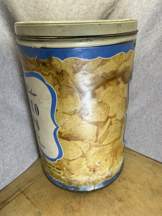 Vintage A&P Jane Parker Potato Chips Tin Canister 1 lb Copper
