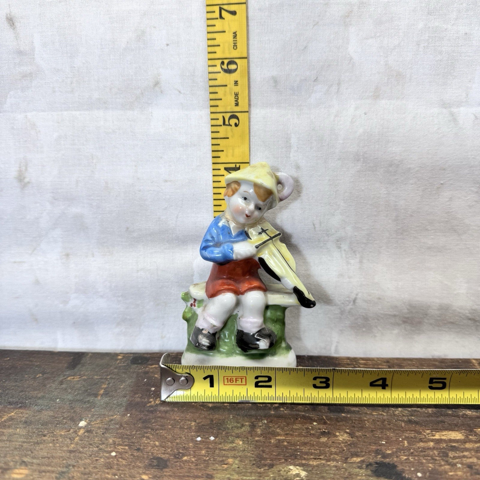 Occupied Japan Figurine Musician Boy Vintage